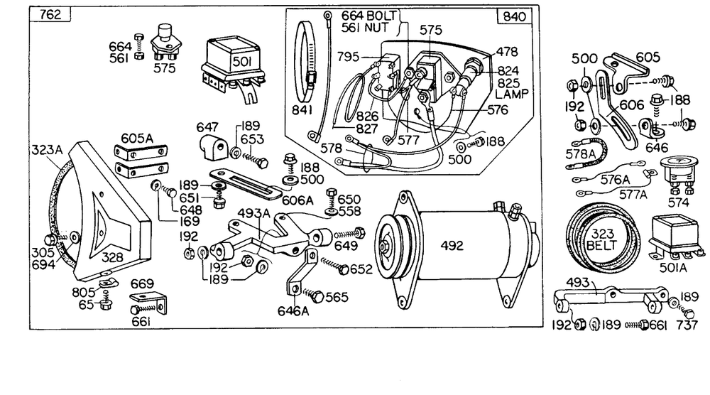 Electric Starter,starter Control Diagram and Parts List for 301431-0132-XX  Briggs and Stratton Engine